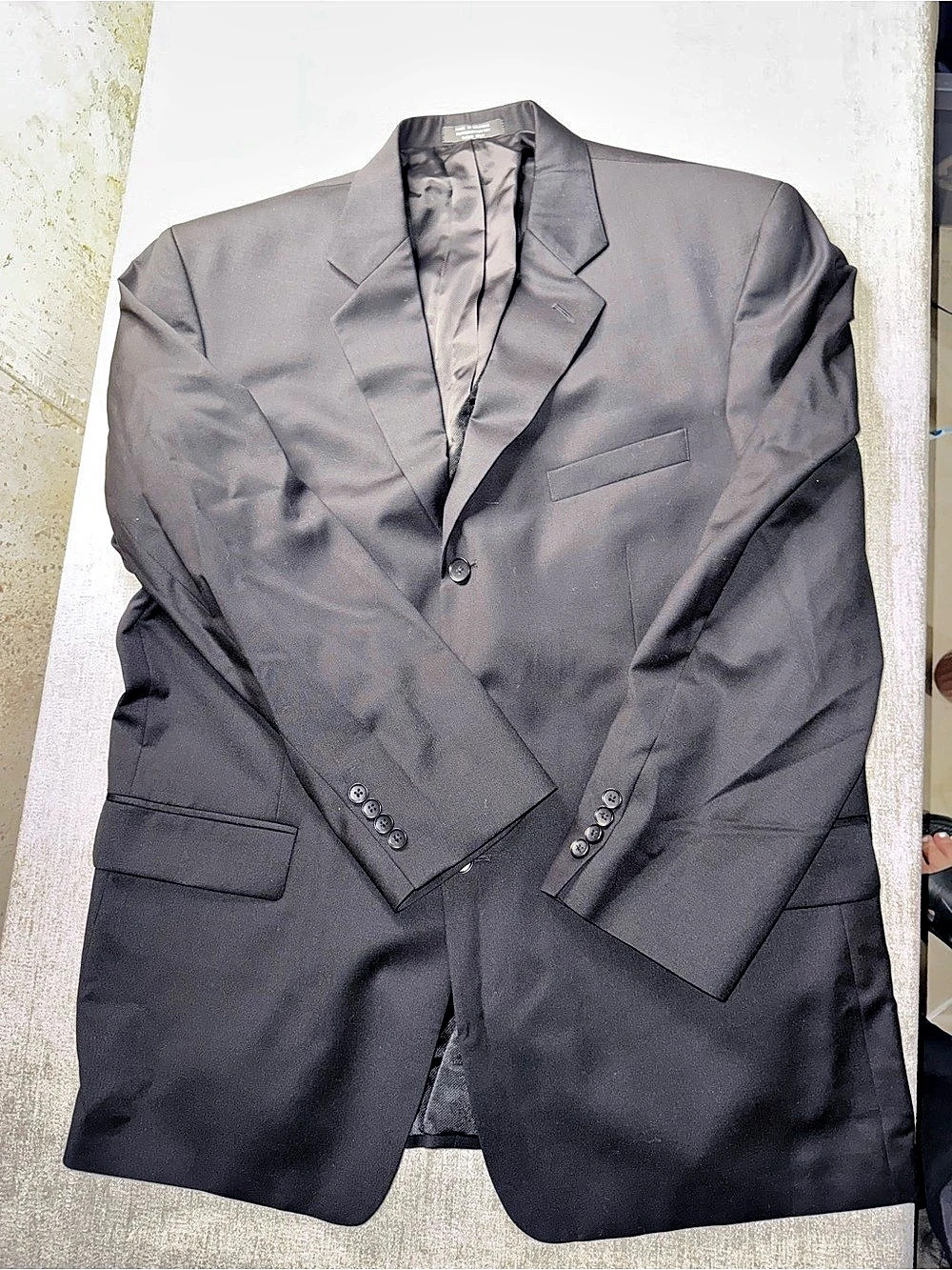 Alfani Men’s 46R Black 100% Wool Suit Jacket Blazer Macy’s